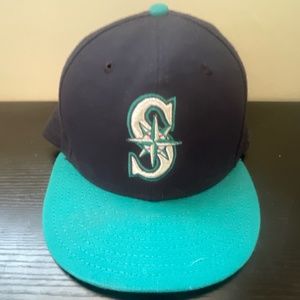 Seattle Mariners Fitted Baseball Hat Cap - Navy Size 7 1/4